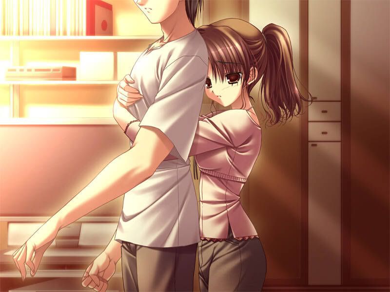 cartoon girl and boy hugging. anime girl hugging boy Image