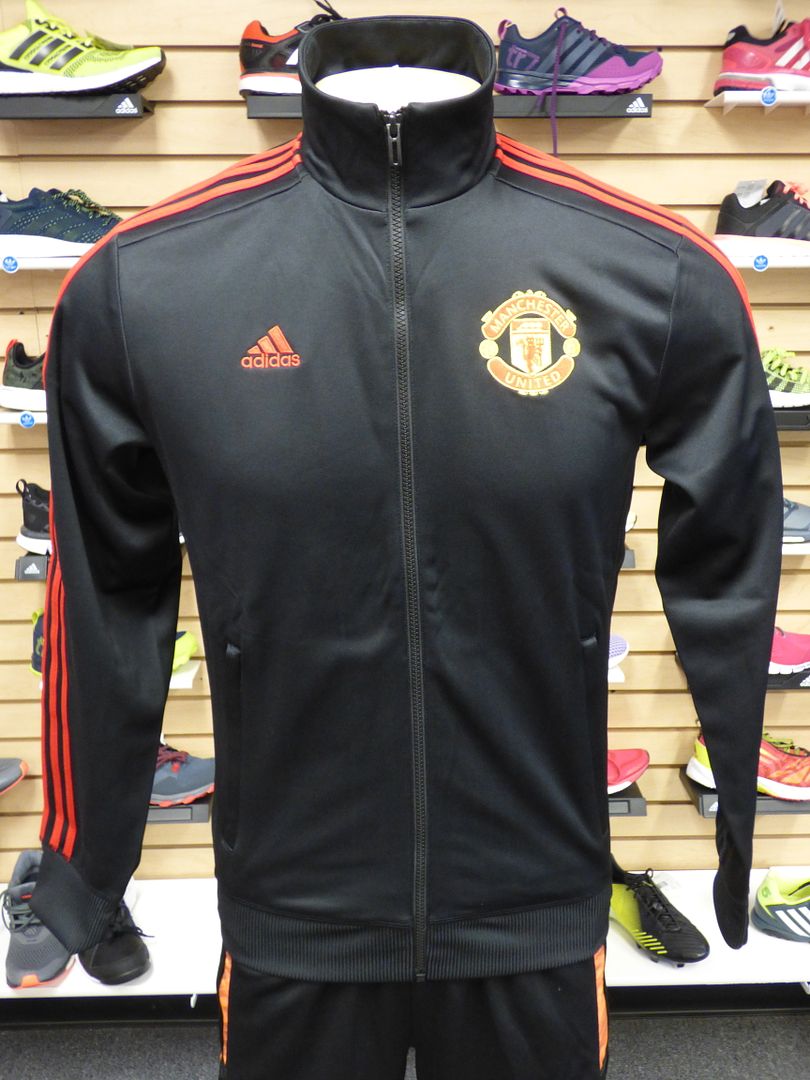 NEW ADIDAS Manchester 3-Stripes Track Jacket - Black/Red; AC1925