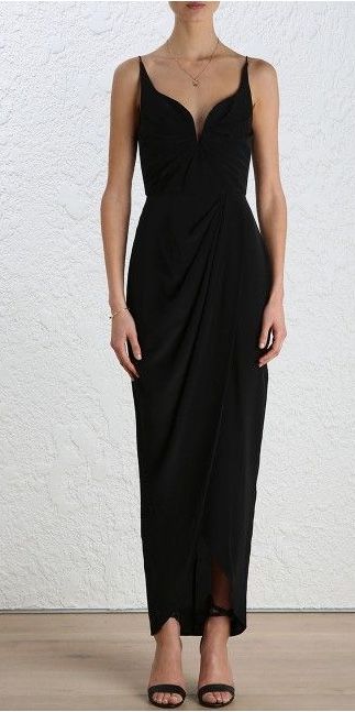 zimmermann silk drape long dress black