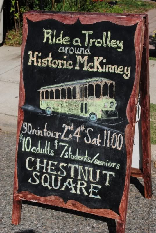 Trolley Rides Sign at Chestnut Square Trolley Rides Sign at Chestnut Square