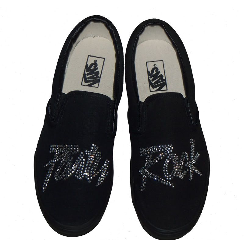 Custom Rhinestone shoes created by broke2com designed for the Party Rock 