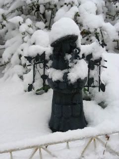 Garden angel in snow