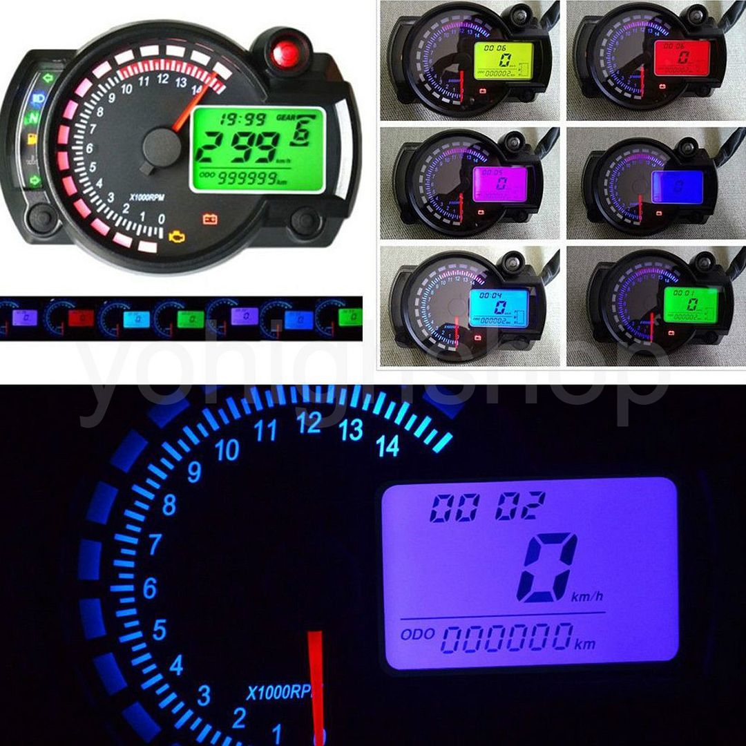 Colorful LCD Digital Motorcycle Odometer MAX 299KM/H Speedometer