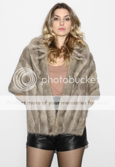   Gray MINK FUR Plush BOLERO COAT Jacket draped Stole Vest Cape  