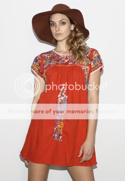   70s RED Mexican EMBROIDERED Oaxacan Hippie Boho Festival Mini DRESS S