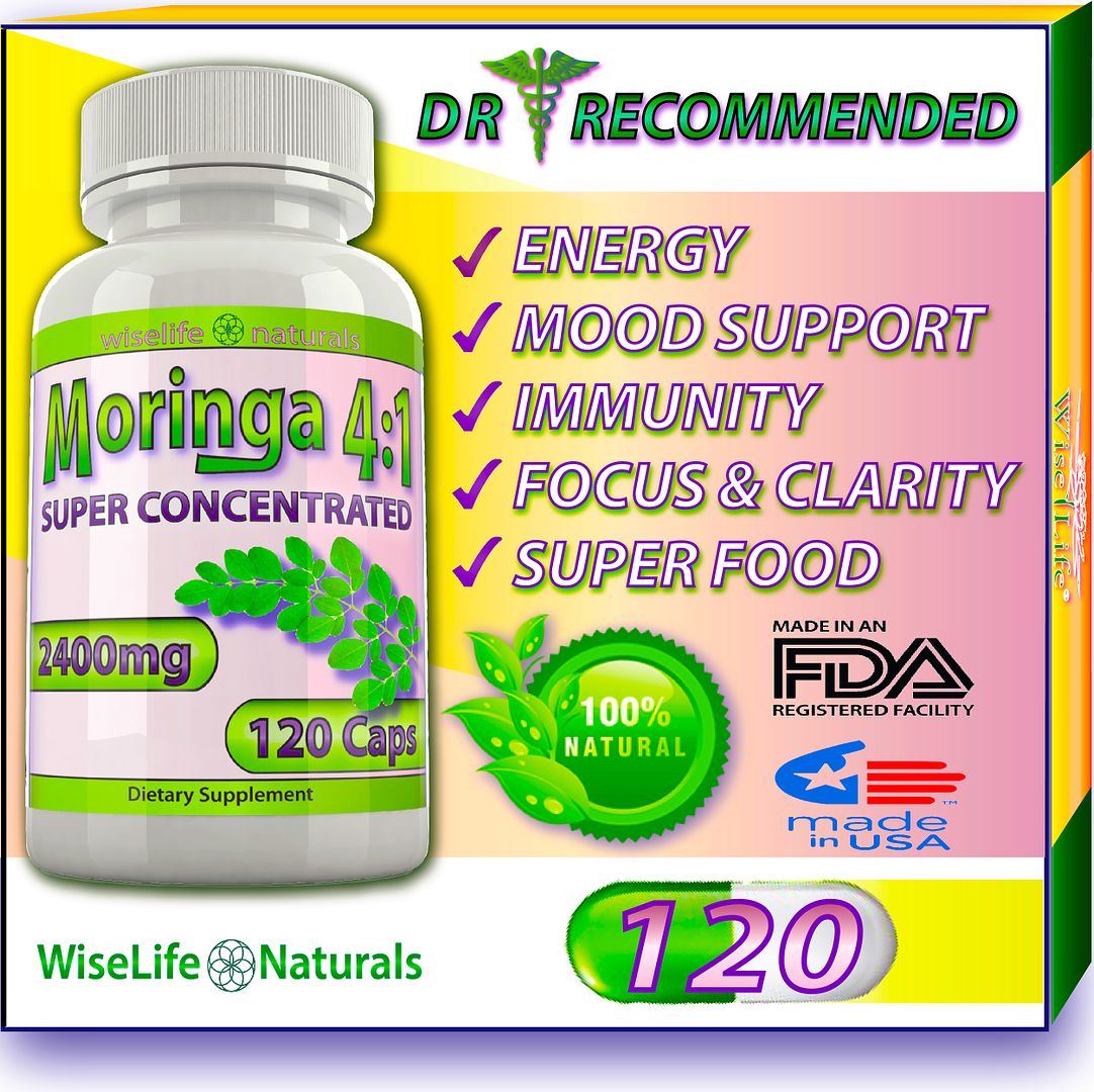 WiseLifeNaturals Pure Moringa Oleifera Concentrated Leaf Extract SuperFood 