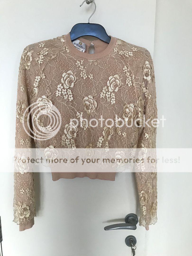 Givenchy Couture jumper sweater women nude pink beige with lace overlay wool top