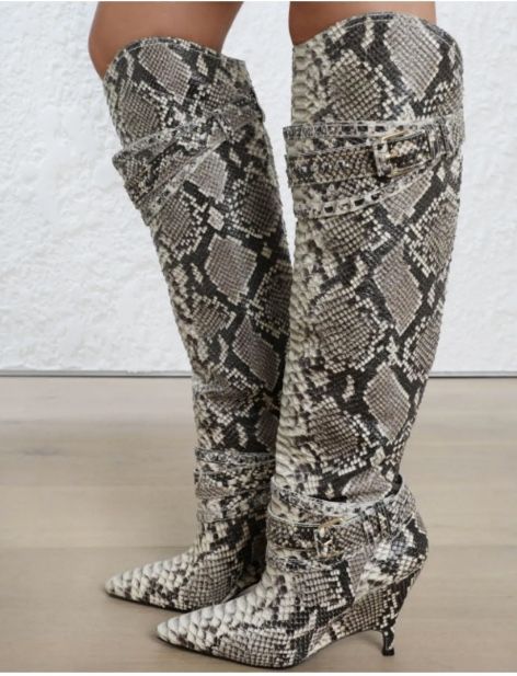 the koko snake embossed over the knee boot good american